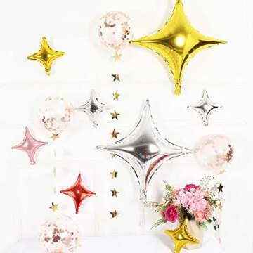 KUAIKELIN 20pk 26In&10" Star Foil Balloons Heart Mylar Balloons Mini Champagne Balloon Globos Metalicos Rose Gold Silver Balloon For Birthday Party Baby Shower Engagement Wedding Decorations (gold)