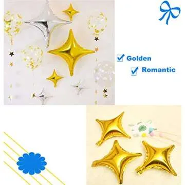 KUAIKELIN 20pk 26In&10" Star Foil Balloons Heart Mylar Balloons Mini Champagne Balloon Globos Metalicos Rose Gold Silver Balloon For Birthday Party Baby Shower Engagement Wedding Decorations (gold)