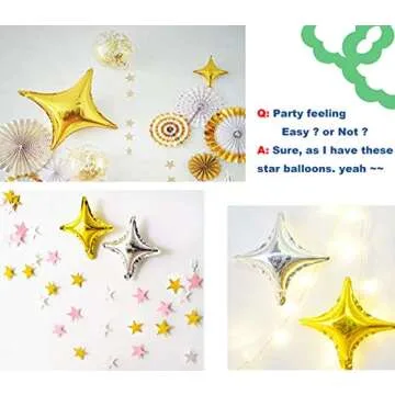 KUAIKELIN 20pk 26In&10" Star Foil Balloons Heart Mylar Balloons Mini Champagne Balloon Globos Metalicos Rose Gold Silver Balloon For Birthday Party Baby Shower Engagement Wedding Decorations (gold)