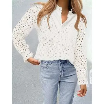ZESICA Women's Stylish Long Sleeve Button Blouse