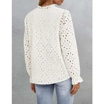 ZESICA Women's Stylish Long Sleeve Button Blouse