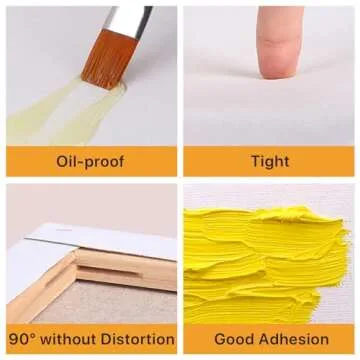 CONDA 11x14 inch Stretched Canvas for Painting, Pack of 8, Primed, 100% Cotton,5/8 Inch Profile Value Bulk Pack for Acrylics, Oils Painting