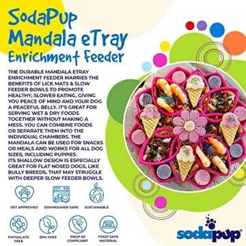 SodaPup Mandala eTray – Durable Slow Feeder Tray Made in USA from Non-Toxic, Pet-Safe, Food Safe Material for Mental Stimulation, Calming, Avoiding Overfeeding, Slow Eating, Healthy Digestion & More