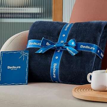 Bedsure Cozy Navy Fleece Blankets - Soft Plush Luxury