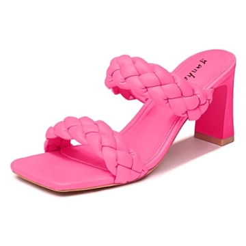 Chic Women's Braided Heeled Sandals | Square Toe Chunky Heel Mules