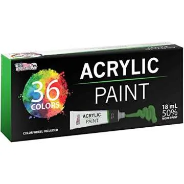 U.S. Art Supply 36-Color Acrylic Paint Set - Professional Art Paints for Canvas, Wood, Fabric & Paper - Ideal for Color Mixing, Craft Paint, Acrylic Paint Sets for Adults, Beginner to Pro