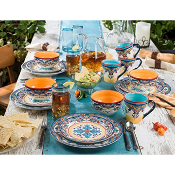 Zanzibar 16 Piece Dinnerware Set - Floral Design