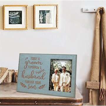 Yudarte Today A Groom,Tomorrow A Husband,Forever Your Son Carved Picture Frames - Engraved Teal Wood...