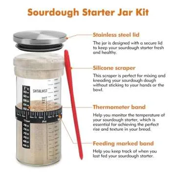 Sourdough Starter Jar Kit with Stainless Steel Lid and More