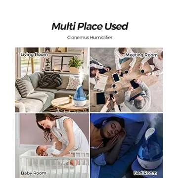 Cool Mist Humidifier, CLONEMUS 2.6L Large Capacity, Ultrasonic Humidifier with Night Light for Bedroom & Large room, Auto-Shut Off, Humidifiers for Babies Nursery & Whole House