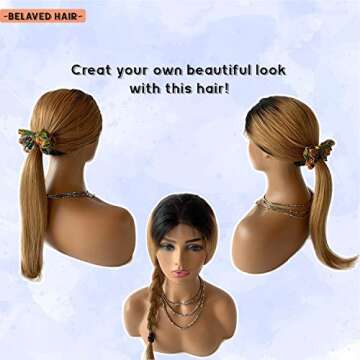 Ombre Blonde Lace Front Wigs Pre Plucked Hairline 4x4 Closure Wigs Remy Human Hair 18 Inch Long Straight Hair Layered Glueless Wig 1B27 Dark Roots for Black Women Full Head 150% Can Be Restyle