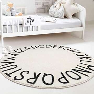 SHACOS Ultra Soft Round ABC Rug 4 Ft Alphabet Rug for Kids Room Play Rug Baby Nursery Rug Educationa...