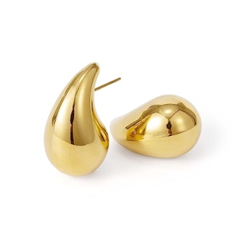 Elegant 18K Gold Teardrop Earrings for Women - Stylish and Lightweight