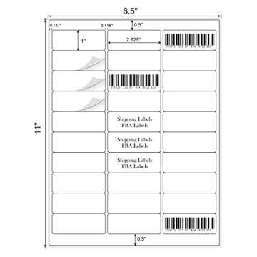 1" x 2-5/8" Address Labels 900 Labels Sticker Paper for Laser/Ink Jet Printer mailing Labels 8.5"×11" White 30 per Sheet