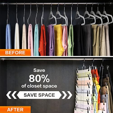 Space Saving 3 Pack Pants Hangers for Closet Organization