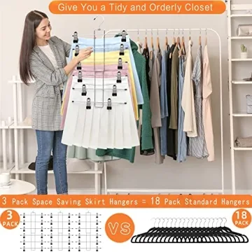 Space Saving 3 Pack Pants Hangers for Closet Organization