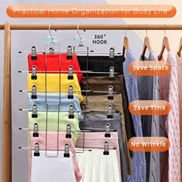 Space Saving 3 Pack Pants Hangers for Closet Organization