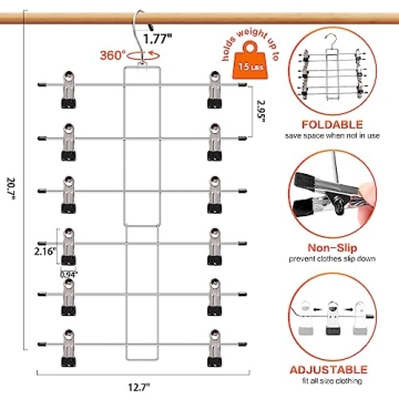 Space Saving 3 Pack Pants Hangers for Closet Organization