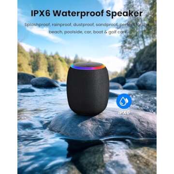 ZICOROOP Bluetooth Speakers,Portable Wireless Speaker with 15W Stereo Sound, IPX6 Waterproof Speaker with LED Light, Bluetooth TWS, Portable Speaker for Shower Outdoor Party Beach Camping