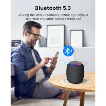 ZICOROOP Bluetooth Speakers,Portable Wireless Speaker with 15W Stereo Sound, IPX6 Waterproof Speaker with LED Light, Bluetooth TWS, Portable Speaker for Shower Outdoor Party Beach Camping