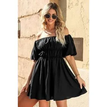 Dokotoo Square Neck Lantern Sleeve Dresses for Women