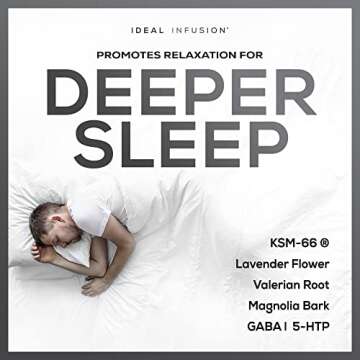 Ideal Infusion Nighttime Recovery & Deep Sleep Supplement: Relaxation and Stress Support - Magnesium Glycinate, KSM-66 (Melatonin Free) Muscle Cramp Relief, Vegan