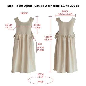 Aprons for Women with Pockets Plus Size, Extra Size Adjustable Kitchen Apron Hairstylist Cotton Line...