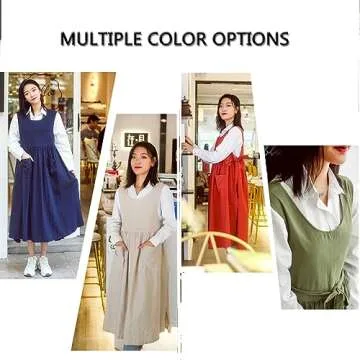 Aprons for Women with Pockets Plus Size, Extra Size Adjustable Kitchen Apron Hairstylist Cotton Linen Apron Dress Girls Work Apron Solid Color for Chef Gardening Cooking Painting Cleaning (White)