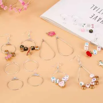 400 Piece Sterling Silver Plated Earring Hooks,Hypoallergenic Earring Making Kit with Beading Hoop Earring Finding Component Accessories,Earring Backs,Jump Rings for Jewelry Making DIY Craft