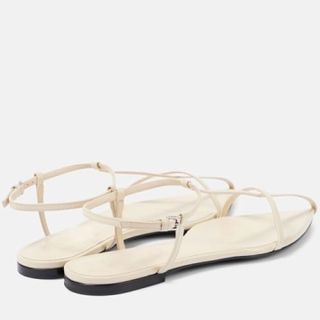 Molozoey CREAM Flat Sandals for Women with Metal Buckle Ankle Strappy Ladies Fashion Slide Sandals Comfortable Summer Open Toe Women Sandals Dressy.