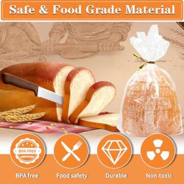 Bread Bags for Homemade Bread - 55 Pack & 100 Ties