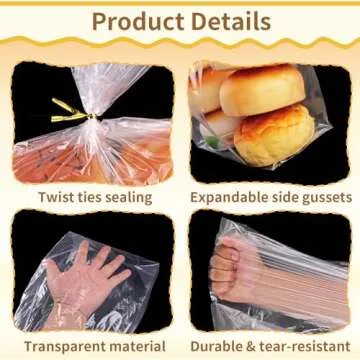 Bread Bags for Homemade Bread - 55 Pack & 100 Ties