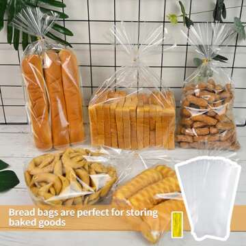Bread Bags for Homemade Bread - 55 Pack & 100 Ties