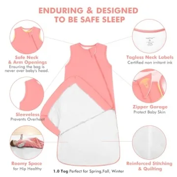 Comfortable HAPIU Bamboo Baby Sleep Sack with Zipper for 6-18 Months