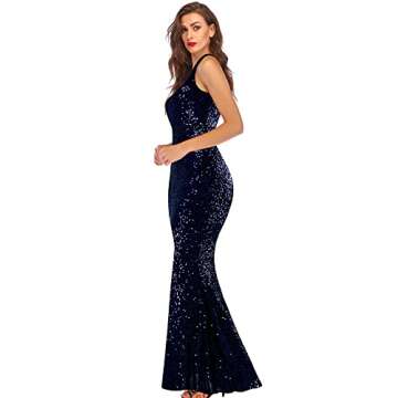A ARFAR Women Sequin Mermaid Dress Boho Evening Dress for Party Night Women High Waist Long Prom Dre...