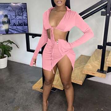 SUZONANA Clubwear Sexy Two-Piece Set for Women