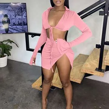 SUZONANA Clubwear Sexy Two-Piece Set for Women