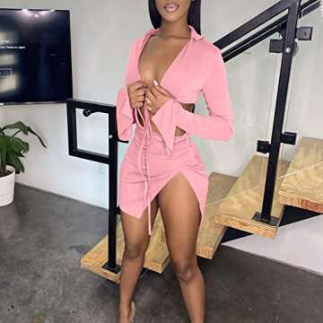 SUZONANA Clubwear Sexy Two-Piece Set for Women