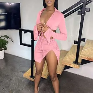 SUZONANA Clubwear Sexy Two-Piece Set for Women