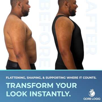 QORE LOGIQ Gynecomastia Compression Shirt for Men - Sleeveless Slimming Undershirt