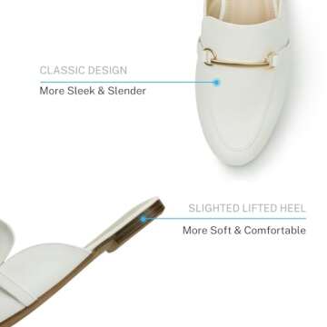 MUSSHOE Mules for Women Flats Comfortable Slip on Women Mules Backless Loafers,White pu 7