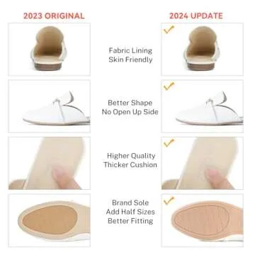 MUSSHOE Mules for Women Flats Comfortable Slip on Women Mules Backless Loafers,White pu 7