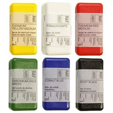 R&F Handmade Paints - Professional Encaustic Paint - Opeque Colors, Set of 6