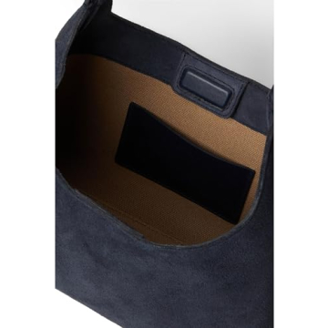 Madewell Puffy Buckle Shoulder Suede Purse in Navy