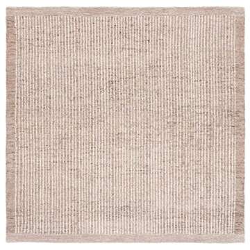 Safavieh Metro Collection 6' Square IvoryLight Brown MET151T Handmade Premium Wool Living Room Dining Bedroom Area Rug