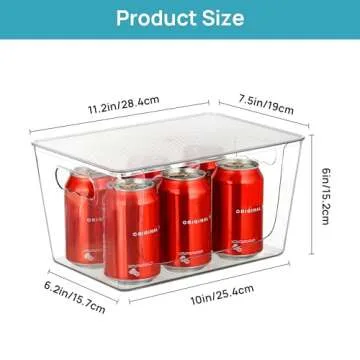 Vtopmart 6 Pack Clear Open Front Storage Bins with Lids, Large Stackable Plastic Container Organizer with Handle for Pantry, Kitchen Counter Top, Cabinet, Shelf, Bathroom Organization