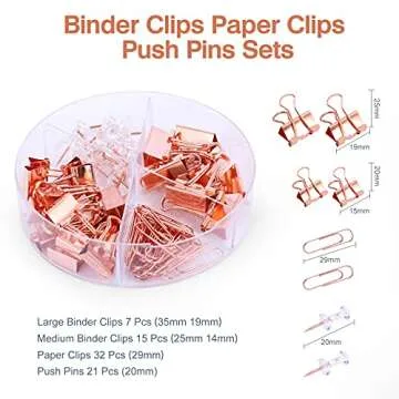 Rose Gold Desk Organizer and Storage, 4 Tier Paper Organizers for Office Stackable Letter Tray with Binder Clips, Paper Clips and Push Pins(Rose Gold)