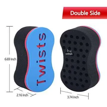 3Pcs Varied Magic Hair Twist Sponges, Sponge Brush with 1 Metal Hair Pick, 4 Diferent Har Twists, Dreadlock, Afro Curls, Coils, Sponge Brush for Hair (Blend)