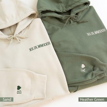 Personalized Couple's Sweatshirts with Embroidered Dates