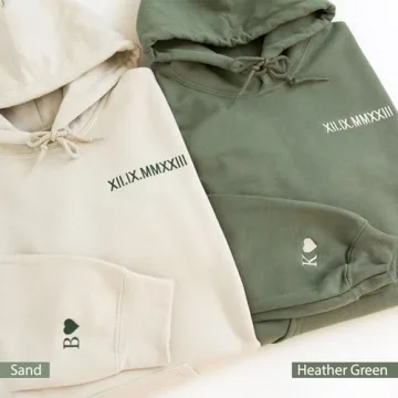 Personalized Couple's Sweatshirts with Embroidered Dates